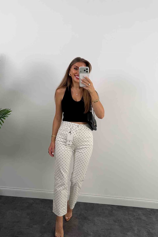 Premium Seri Puantiyeli Kesik Paça Bf Jean