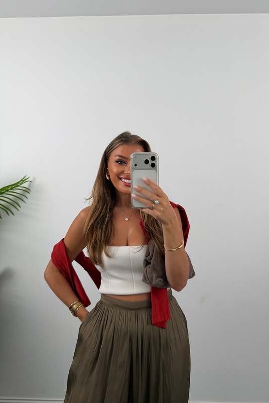 Premium Seri Saten Şalvar Pantolon Haki
