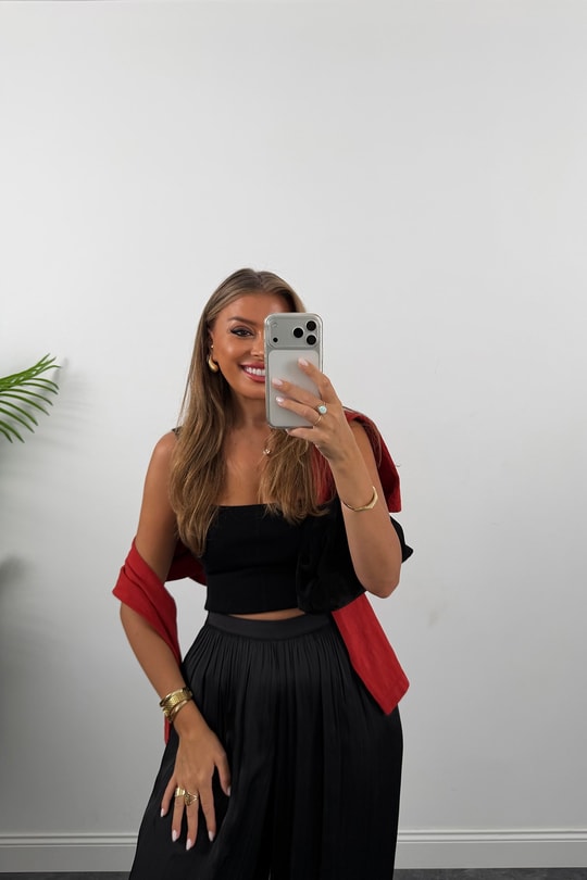 Premium Seri Saten Şalvar Pantolon Siyah