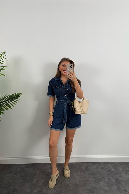 Premium Seri Şehir boy Jean Şort Tulum