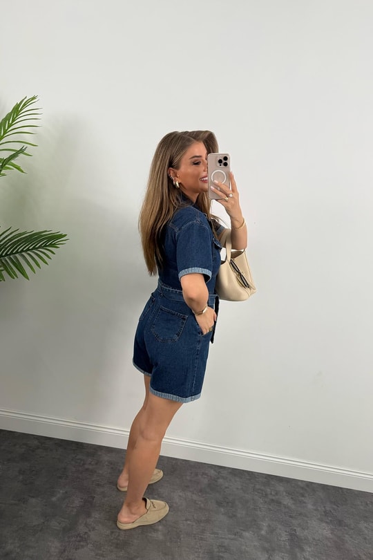 Premium Seri Şehir boy Jean Şort Tulum
