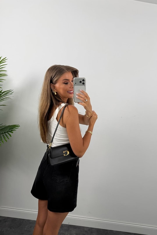 Premium Seri Şehir Boy Yüksek Bel Mom Şort Antrasit 