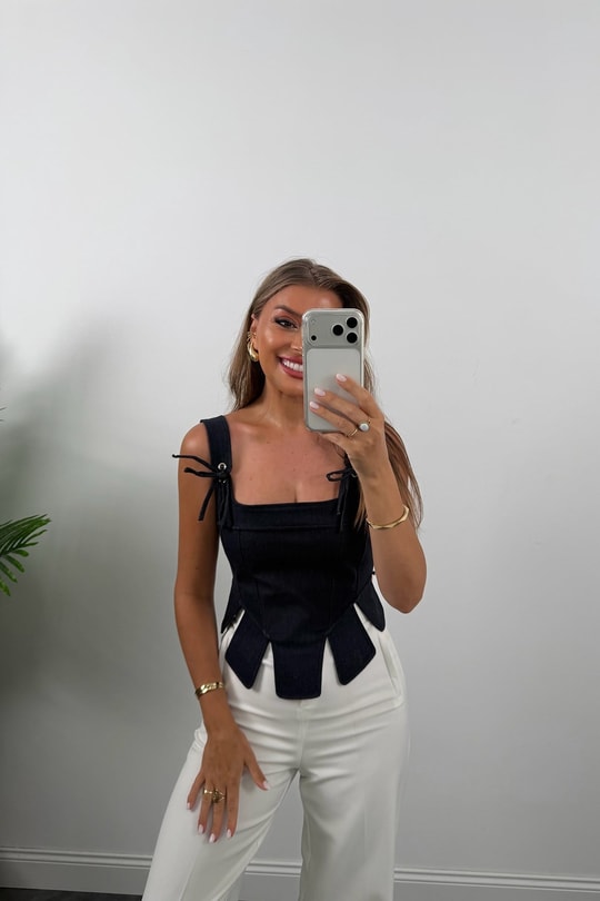 Premium Seri Sırtı Gipeli Jean Korse Bluz