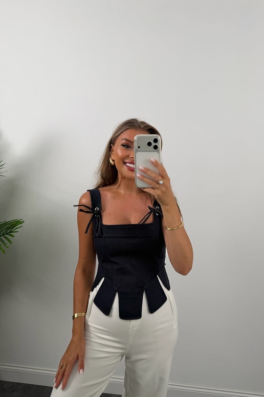 Premium Seri Sırtı Gipeli Jean Korse Bluz