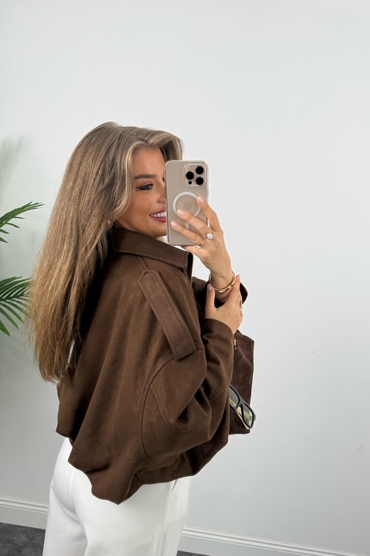 Premium Seri Süet Bomber Ceket Acı Kahve
