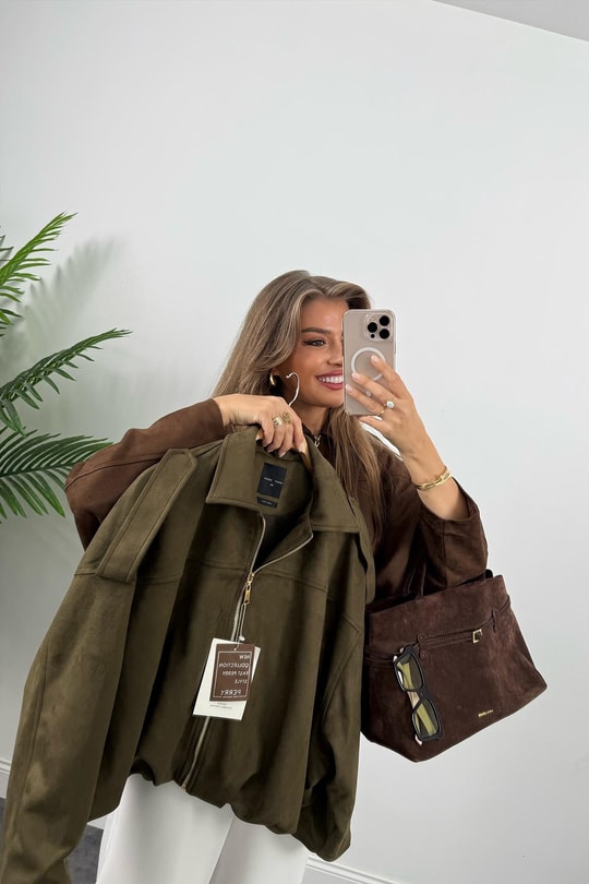 Premium Seri Süet Bomber Ceket Haki