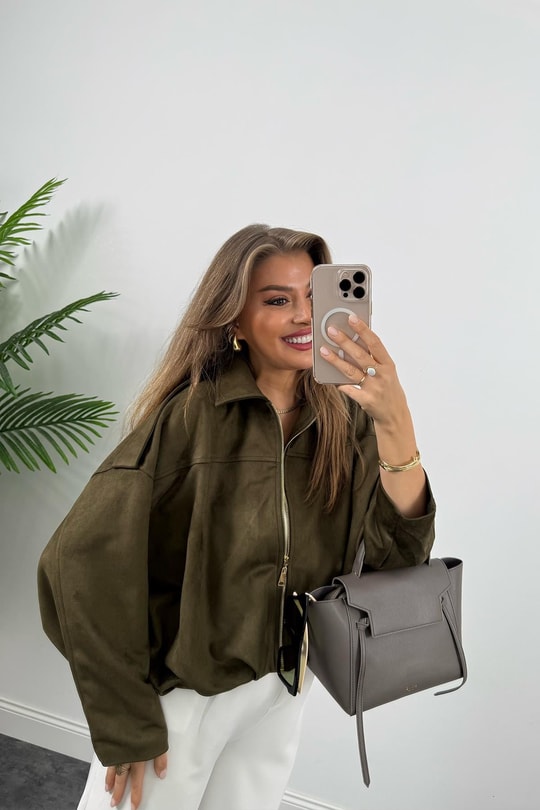 Premium Seri Süet Bomber Ceket Haki