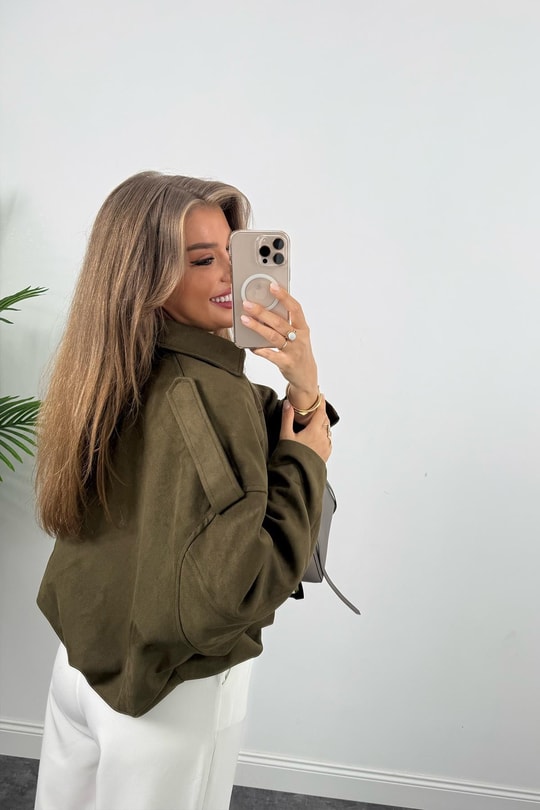 Premium Seri Süet Bomber Ceket Haki