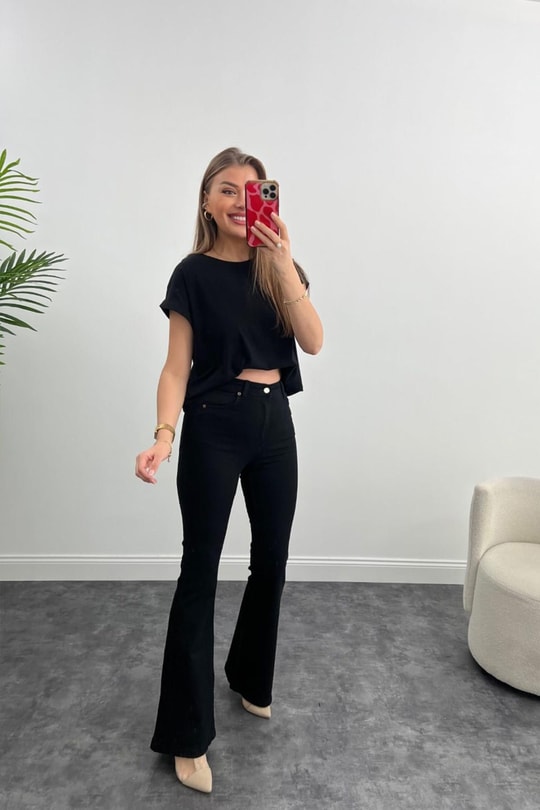 Premium Seri Süper Black Ultra Yüksek Bel Jean Siyah