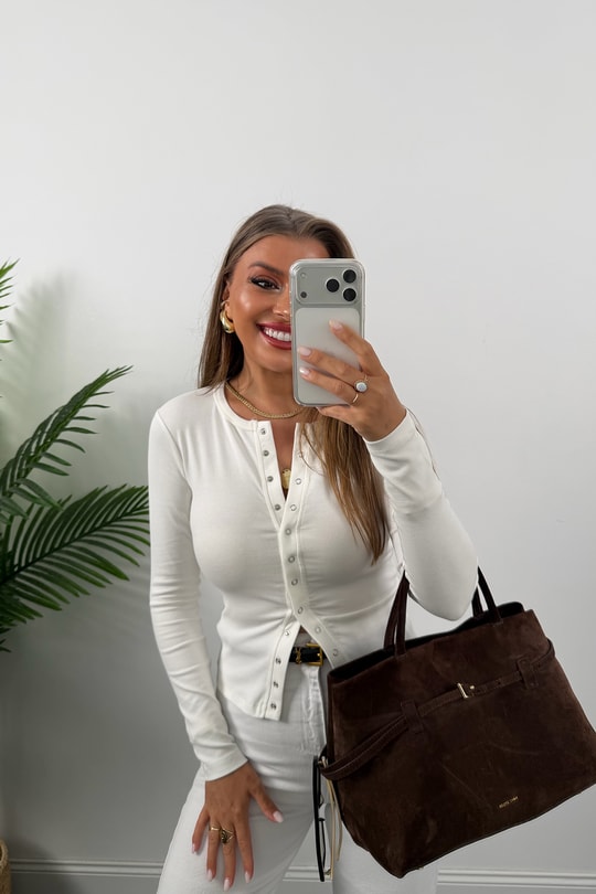Premium Seri Tam Pamuklu Full Çıtçıtlı Uzun Kol Basic Beyaz
