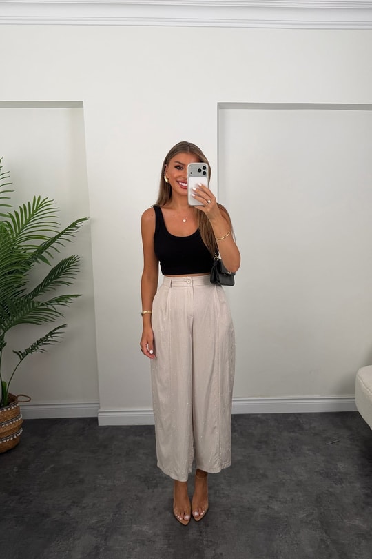 Premium Seri Taşlı Tensel Harem Pantolon Taş