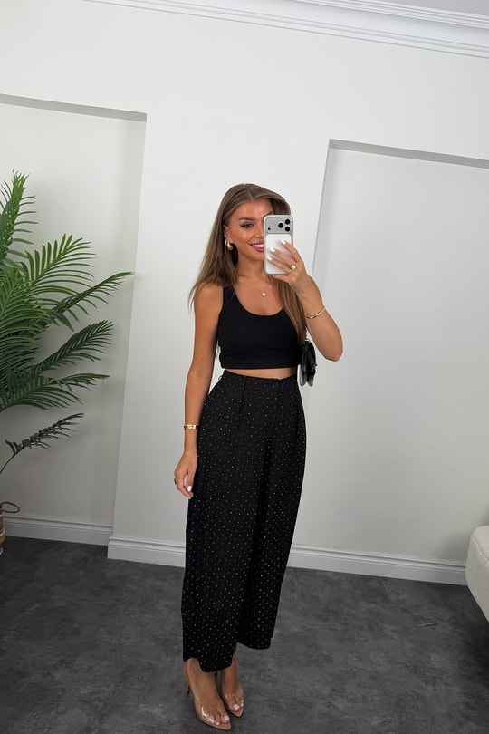 Premium Seri Taşlı Tensel Harem Pantolon Siyah