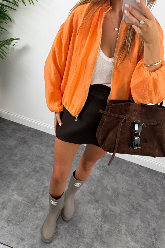 Premium Seri Tensel Bomber Ceket Oranj