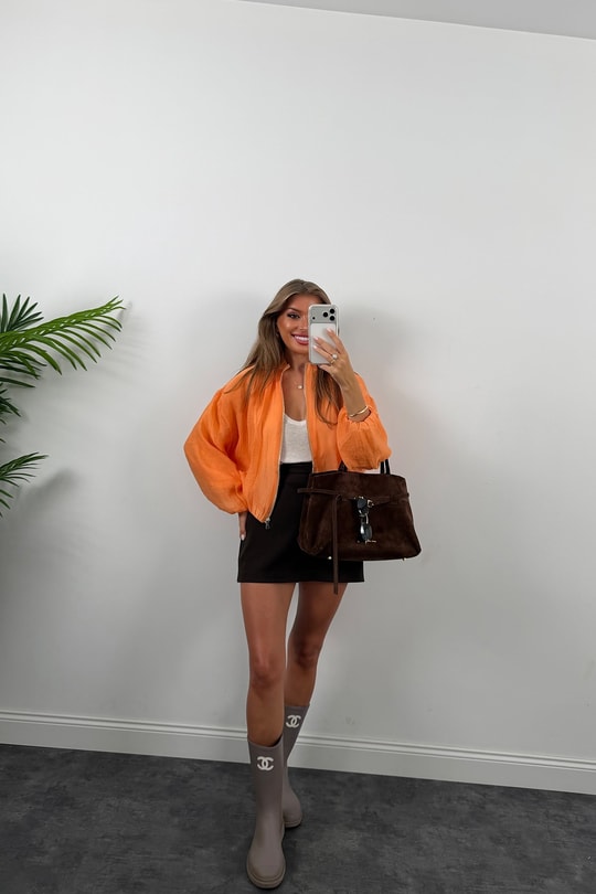 Premium Seri Tensel Bomber Ceket Oranj