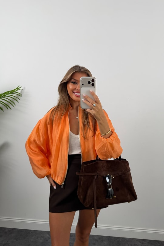 Premium Seri Tensel Bomber Ceket Oranj