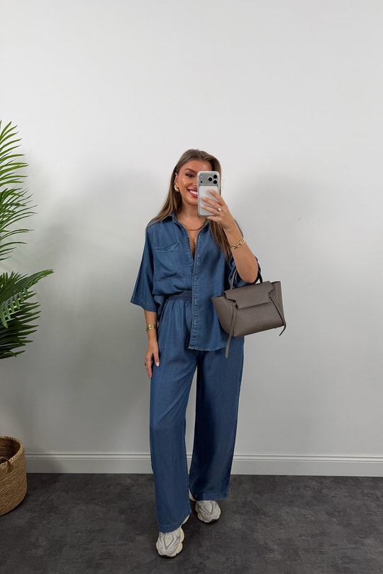 Premium Seri Tensel Jean Takım Klasik Mavi
