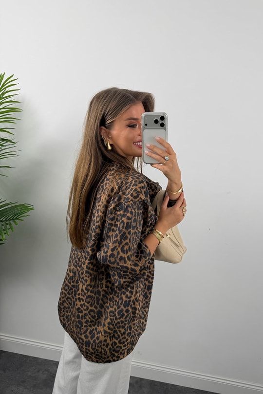 Premium Seri Tensel Salaş Leopar Gömlek 