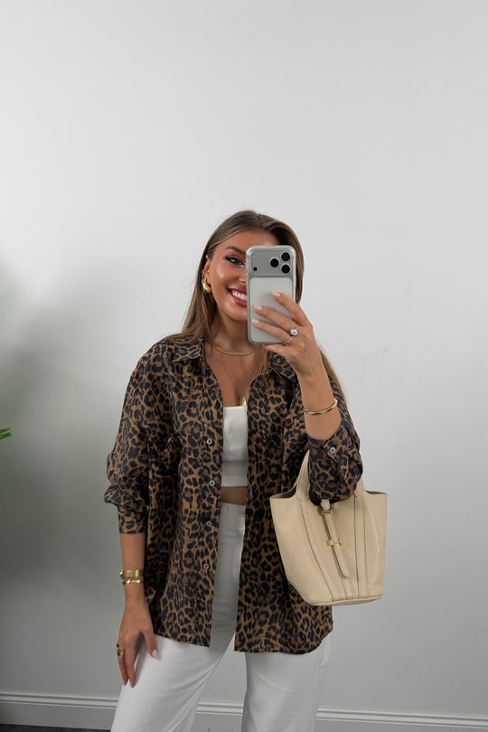 Premium Seri Tensel Salaş Leopar Gömlek 