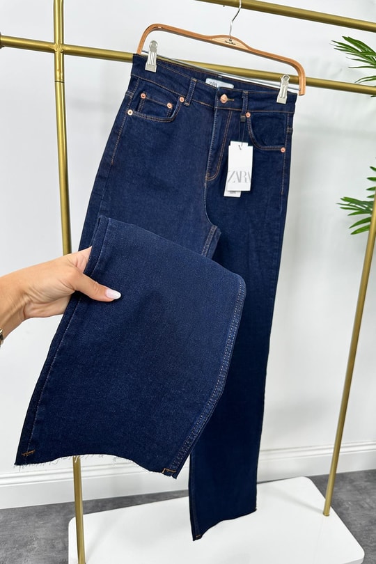 Premium Seri Yüksek Bel Palazzo Jean Lacivert
