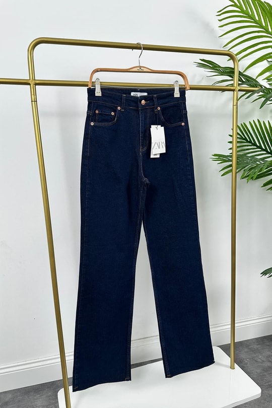 Premium Seri Yüksek Bel Palazzo Jean Lacivert