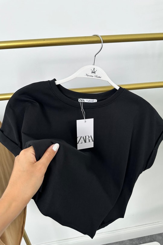 T Kol Özel Kumaş Tam Pamuklu Premium Basic Tshirt Siyah