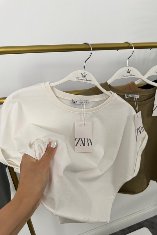 T Kol Özel Kumaş Tam Pamuklu Premium Basic Tshirt Ekru