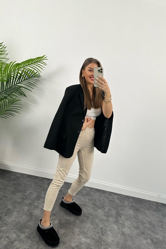 Topshop Jamie Push Up Efektli Power Likra Soft Touche Jean Taş