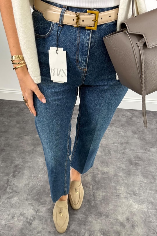 Ütülü Paça Premium Kalite Bf Jean Dark Blue 1014