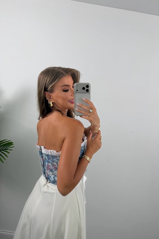 Victoria Tasarım Korse Bluz Jean Efektli
