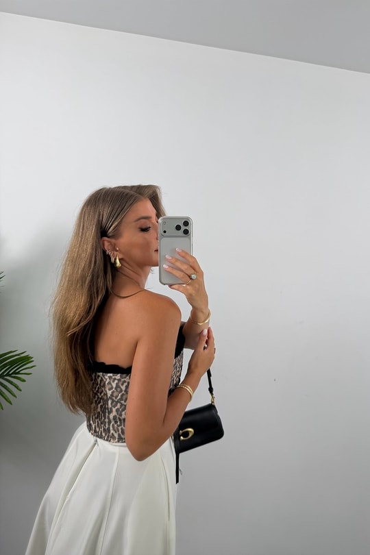 Victoria Tasarım Korse Bluz Leopar