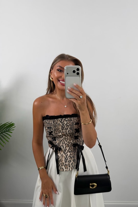 Victoria Tasarım Korse Bluz Leopar