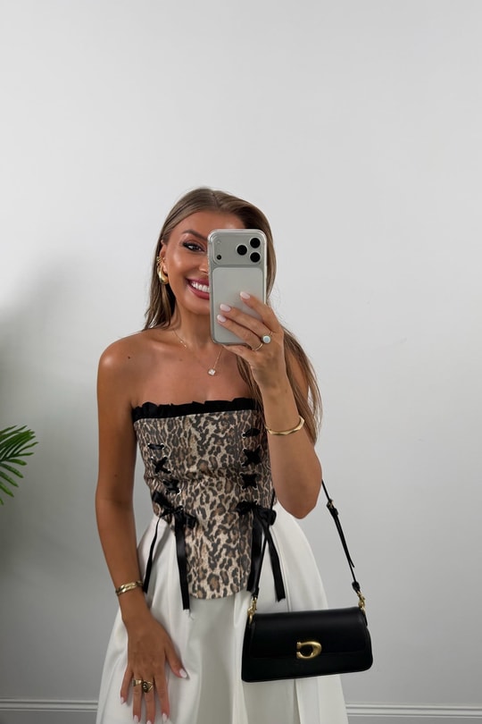 Victoria Tasarım Korse Bluz Leopar