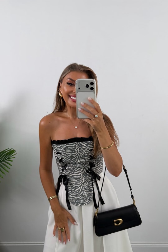 Victoria Tasarım Korse Bluz Zebra