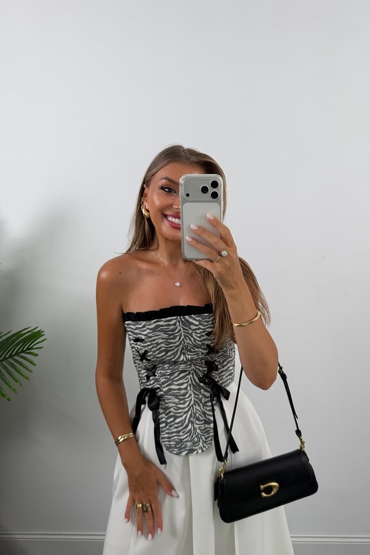 Victoria Tasarım Korse Bluz Zebra