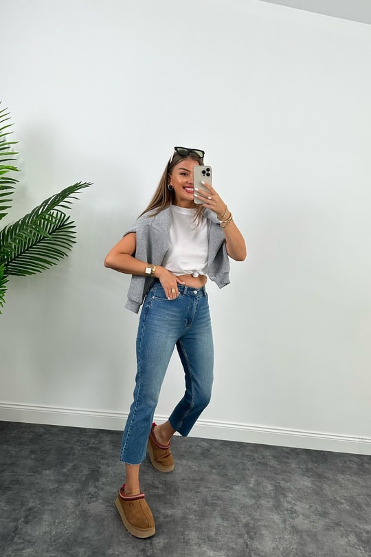 Zra Kesik Paça Flare Jean Deep Blue