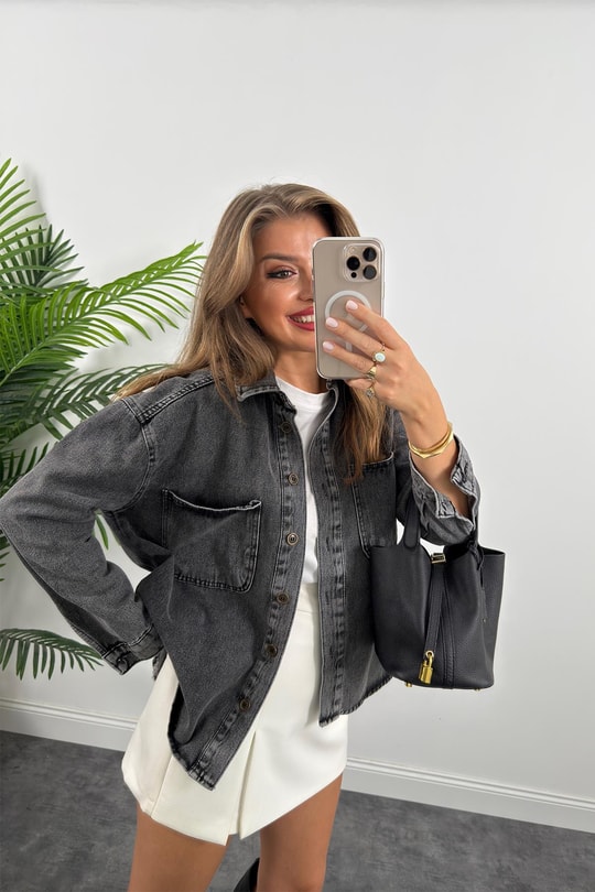 Zra Model Basic Jean Ceket Antrasit