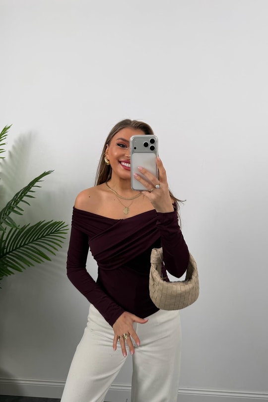 Zra Model Çapraz Yaka Likralı Sanddy Bluz Mürdüm