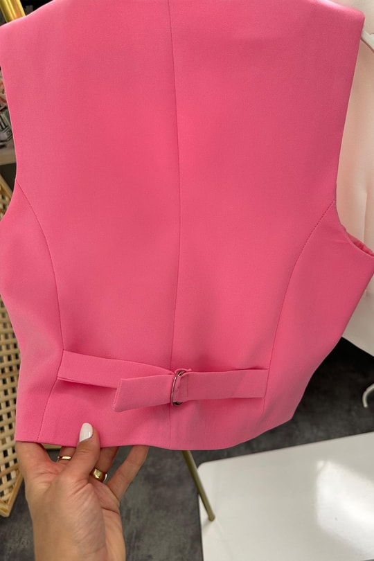 Zra Model Double Atlas Kumaş Astarlı Basic Yelek Pembe