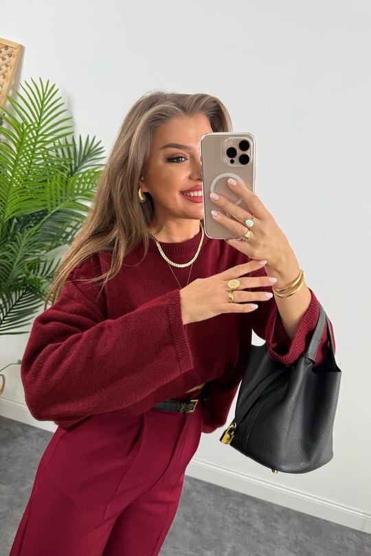 Zra Model Pileli Dökümlü Palazzo Bordo