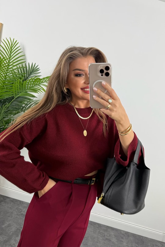 Zra Model Pileli Dökümlü Palazzo Bordo