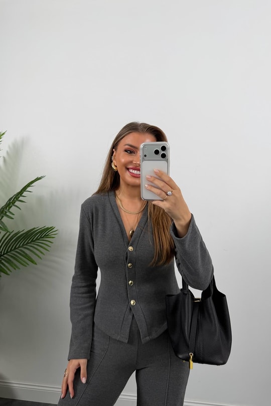 Zra Model Selanik Triko Yumoş Takım Antrasit