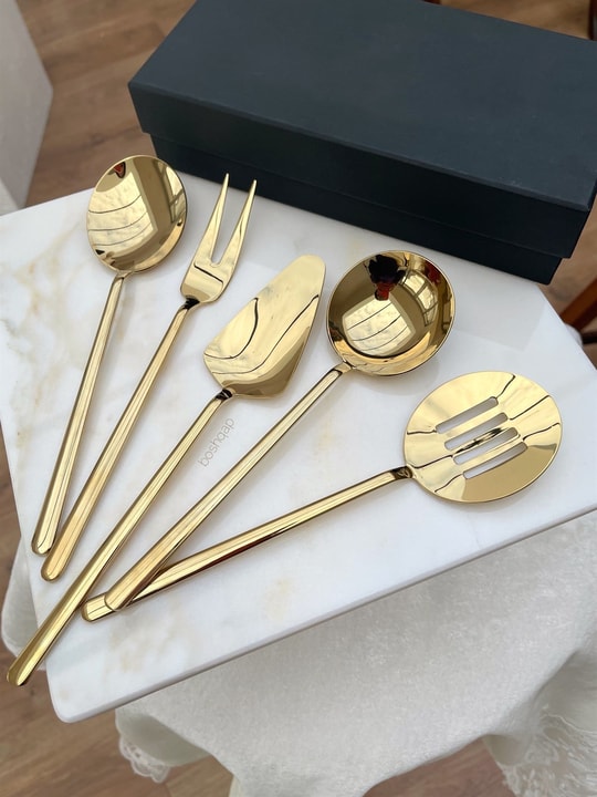  Alicante 5 Parça Pasta Servis Seti Gold