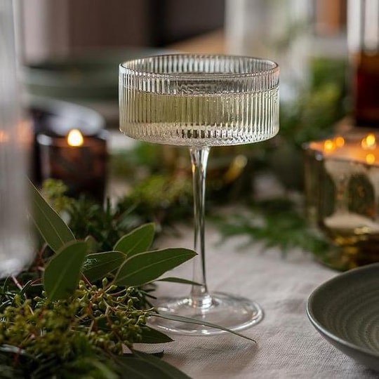  Çizgi Detaylı Pinterest 6lı 240 ML İthal Cam Çok Amaçlı Kadeh / Sunum Kasesi Takımı