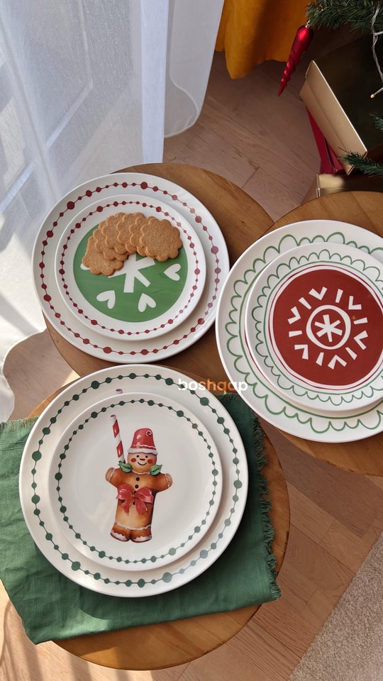  Gingerbread 6 Kişilik 12 Parça Pasta / Servis Tabak Seti