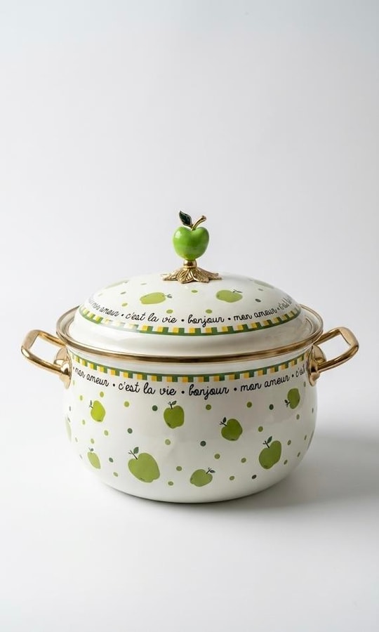 Green Apple Serisi Emaye 20cm Tencere