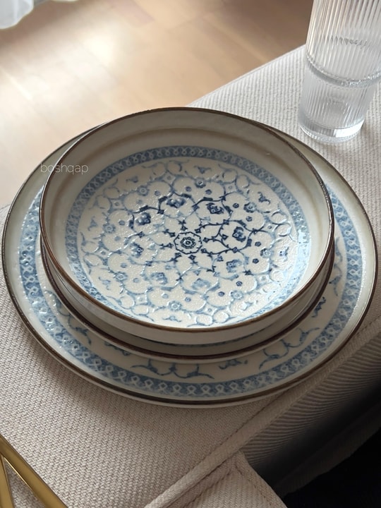  Fresk Eskitme Desenli 2 Kişilik 8 Parça Porselen Yemek Takımı