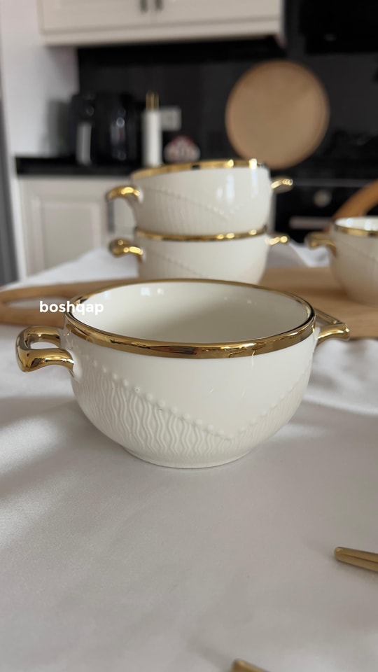 Gold Kulplu 6'lı Porselen Sunum Kasesi Modelleri ve Fiyatları - BOSHQAP