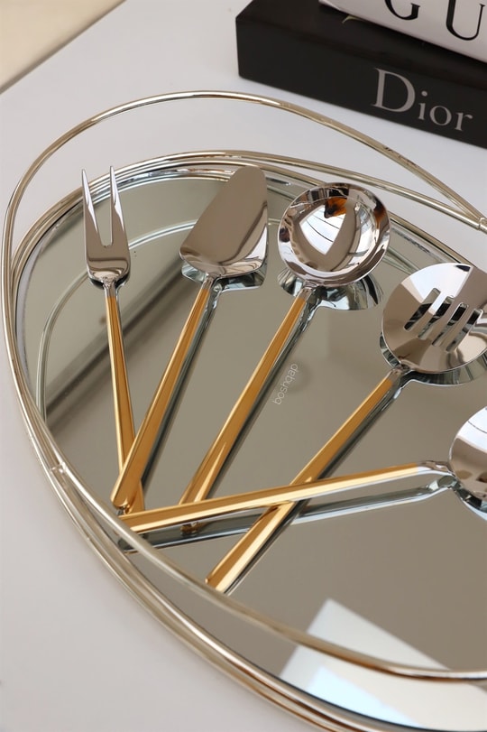 Julia 5 Parça Gerçek Altın Kaplama Servis Seti