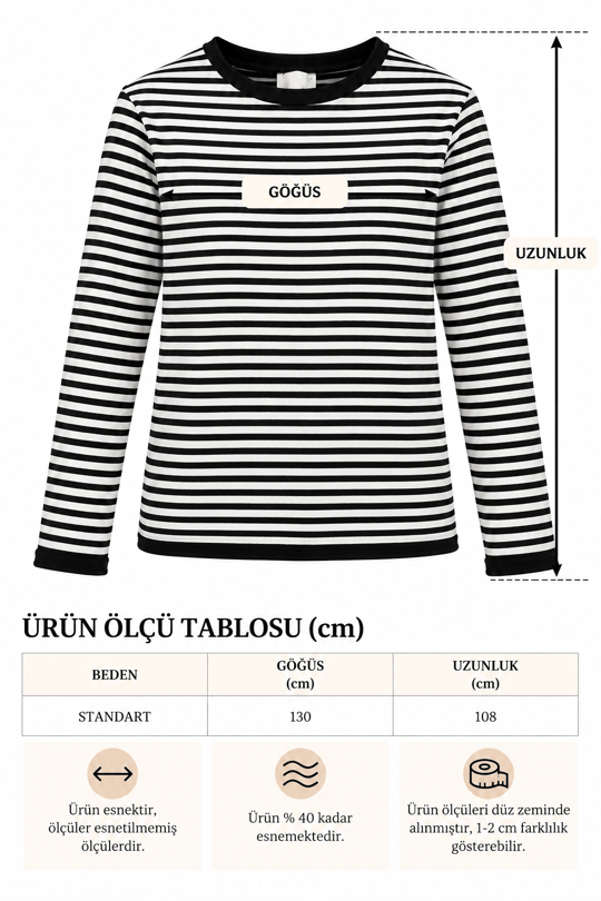 Kadın Premium Merserize Çelik Örgü Marin Çizgili Kontrast Bisiklet Yaka Kazak - Lacivert Çizgili