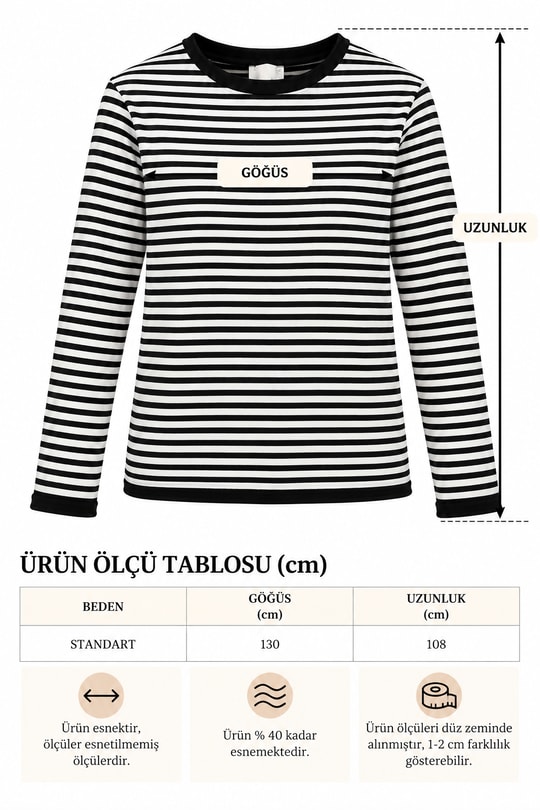 Kadın Premium Merserize Çelik Örgü Marin Çizgili Kontrast Bisiklet Yaka Kazak - Yeşil Çizgili